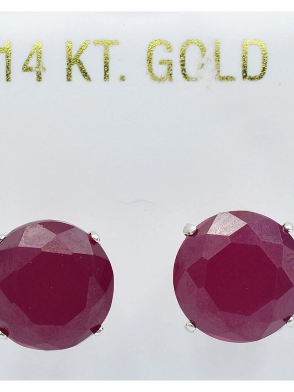 Genuine 10.24 Cts Ruby Stud Earrings 14k White Gold
